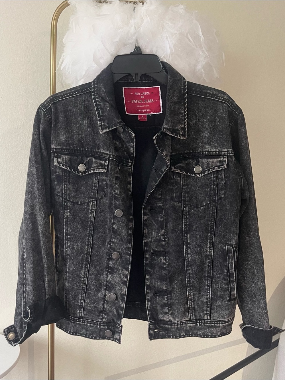 Oversized distressed washed out black denim jeans jacket